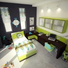 Teen’s Bedroom with Sophisticated Green Accents by Aspa