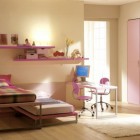 Twin Pink Bedroom with Computer Desk