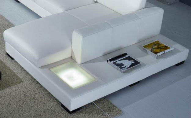 White Leather Modern Sectional Sofa Miami Beach