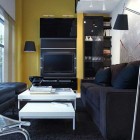 2011 IKEA Black and Yellow Living Room with Small Space