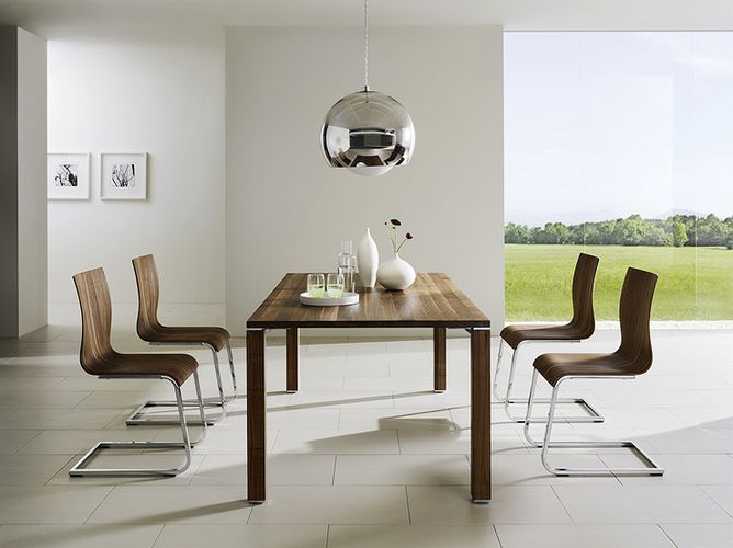 Awesome Dining Set with Stainless Steel Chandelier by Team 7
