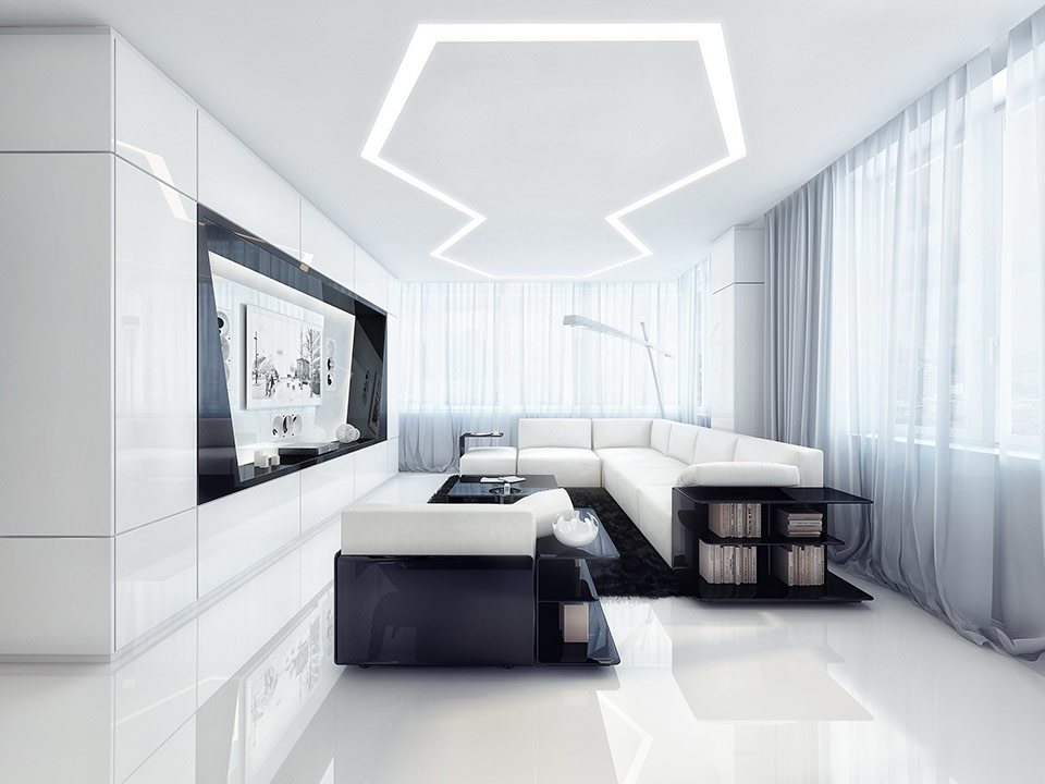 Awesome White and Black Entertainment Room Design Ideas