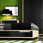 Black and Green Bedroom from IKEA with Green RUg Strip