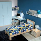Blue Childern Room with White Brick Wall