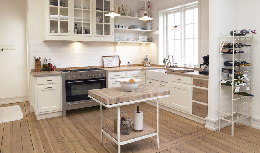Classic Framed White Kitchen with Wooden Floor