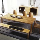 Cool Loft Dining Table Modern Cabinet with Black Rug
