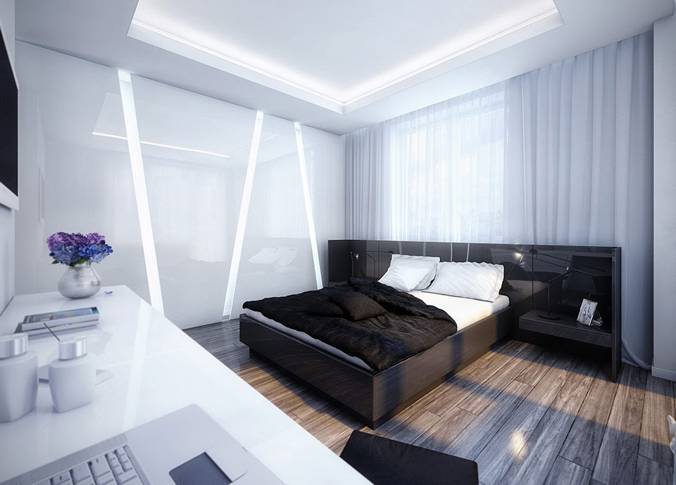 Cool White and Black Bedroom Design Inspiration
