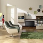 Geometrical Art Enlivens Living Room with Grass Rugs