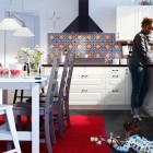 IKEA White Kitchen with Red Rug Design 2011