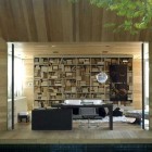 Modern Open Library Space with Wood Wall Decor