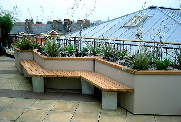 Modern Rooftop Deck Beautiful Plants Rock Garden