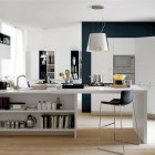 Modern White and Wood Kitchen with Mini Dining Table
