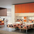 Orange Cool Kids Room with Twin Beds