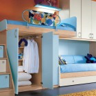 Orange Wall and Sea Blue Color Bunk Beds Furniture