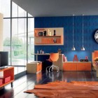 Orange and Blue Childern Room Furniture with 3D Wallpaper