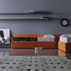 Orange and Grey Bedroom with Yellow Pops
