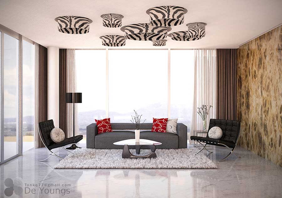 Simple Condo Living Room with Luxury Rug Interior Design Ideas