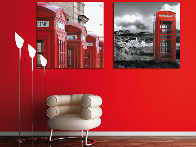 Telephone Box Poster in Red Wall Interior Design