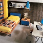 Yellow Bed and Brown Wall Decoration