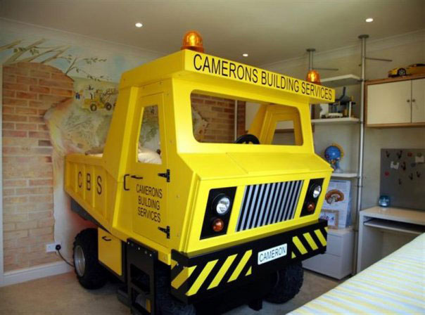 Yellow Mining Truck Themed Bed for Boys