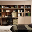 Beige Bookshelves Furniture with Study Desk
