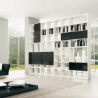 Black and White Open Shelving Unit To Separate Room