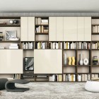 Cream and Brown Shelves with Sliding Doors TV Stand