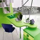Fresh Green Study Desk with Blue Chairs by Stemik Living