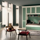 Grey Classic Girls Room with Green Furniture Design
