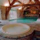 Indoor Pools and Jacuzi with Block Wall Decor