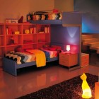 Kids Bunk Beds Designs for Two Children with Cat Pet Lamp