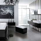 Modern Black and White Bathroom Inspirations with Striped Wall