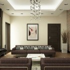 Modern Brown and White Living Room with Brick Wall Decor