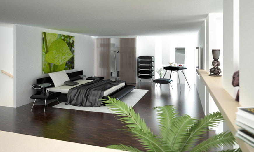 Modern and Elegant Bedrooms with Leaf Pict Decorations