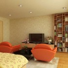 Orange Sofa in Bedroom with LCD TV by Nguyen