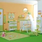 Orange and Green Girls Room with Winnie the Pooh Decorations