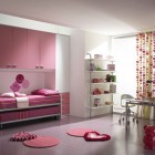 Pink and White Girl Room with Sliding Bed Striped Cover Ideas