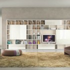 Shelves Ivory with Cream Rugs and Brown Sofa Ideas