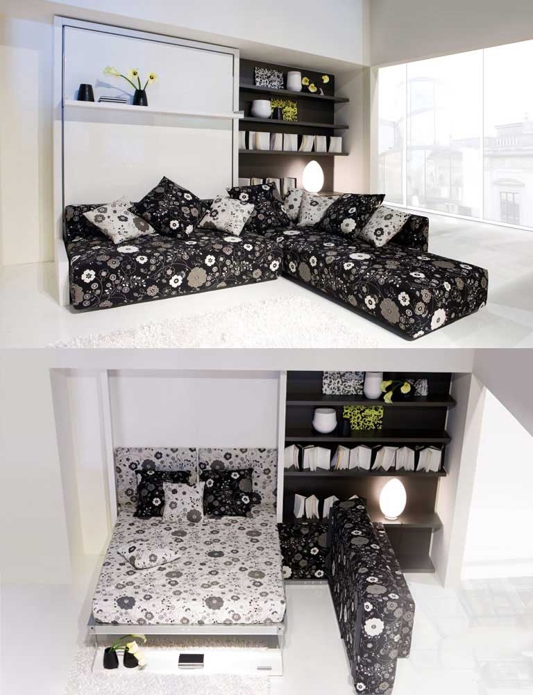 Sofa Cum Bed with Flower Cover Design