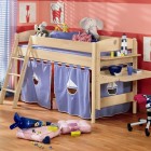 Violet Bunk Beds for Kids with Red Wall Decor