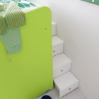 White Chair in Green Bunk Beds with Hiden Storage
