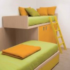 Yellow and Green Bunk Beds for Kids with Ladder Stand