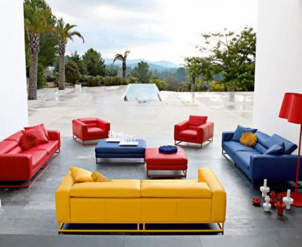 Blue Red and Yellow Living Room Sofa Sets Ideas