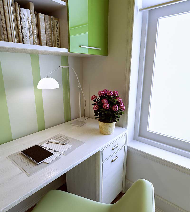 Modern Office Space Green and White Interior Design Ideas