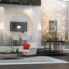 Rendering Design Grey and Black Living Room
