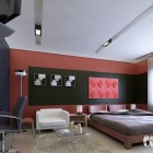 Rendering Interior Design Bedroom with Red and Black color