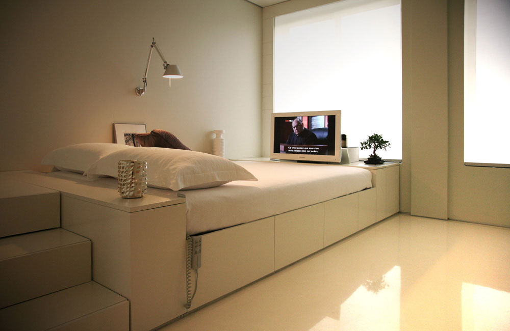 Small Space Modern White Bedroom Furniture Ideas