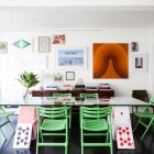 Unique Poker Cards Dining Table Aparment with Green Cairs