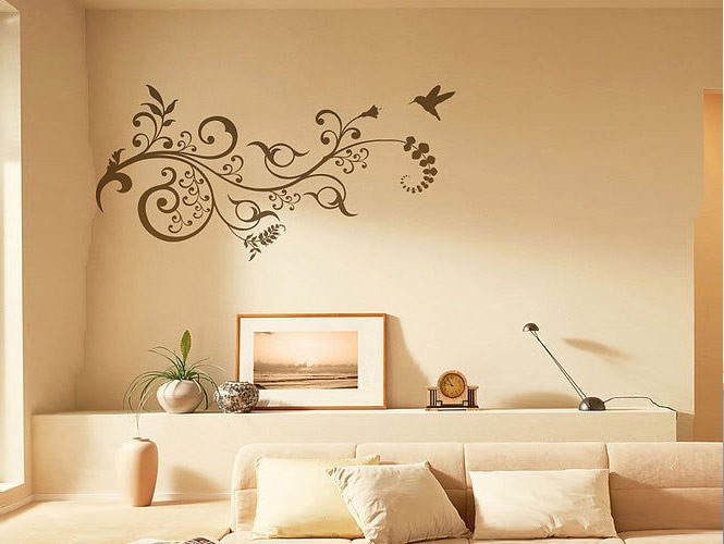 Wall Stickers Floral Motif in Cream Room