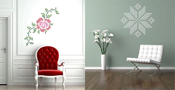 Wall Stickers Graphic Rose and Snowflake with Luxury Red Chair